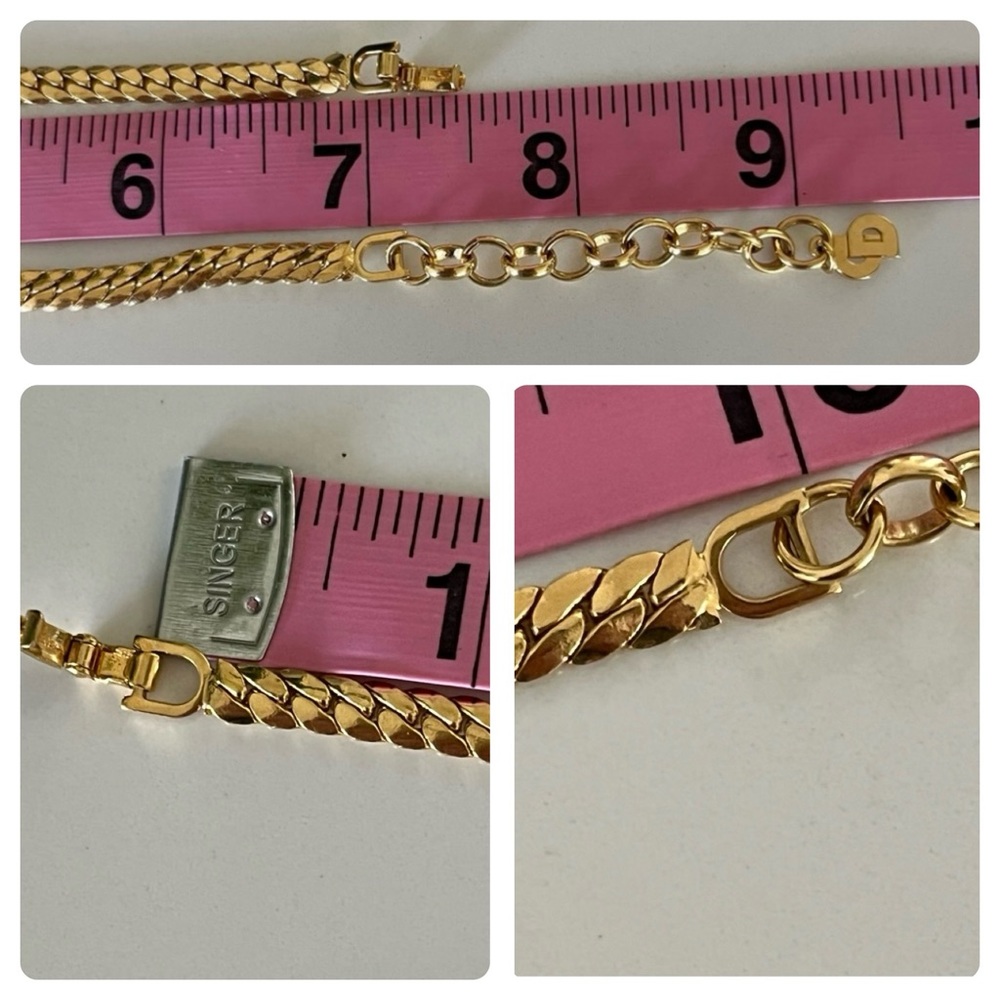 Christian Dior Necklace Gold Plate Pearl Oval Crystals Teardrop Designer Vintage - Picture 10 of 17